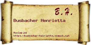 Busbacher Henrietta névjegykártya