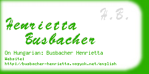 henrietta busbacher business card